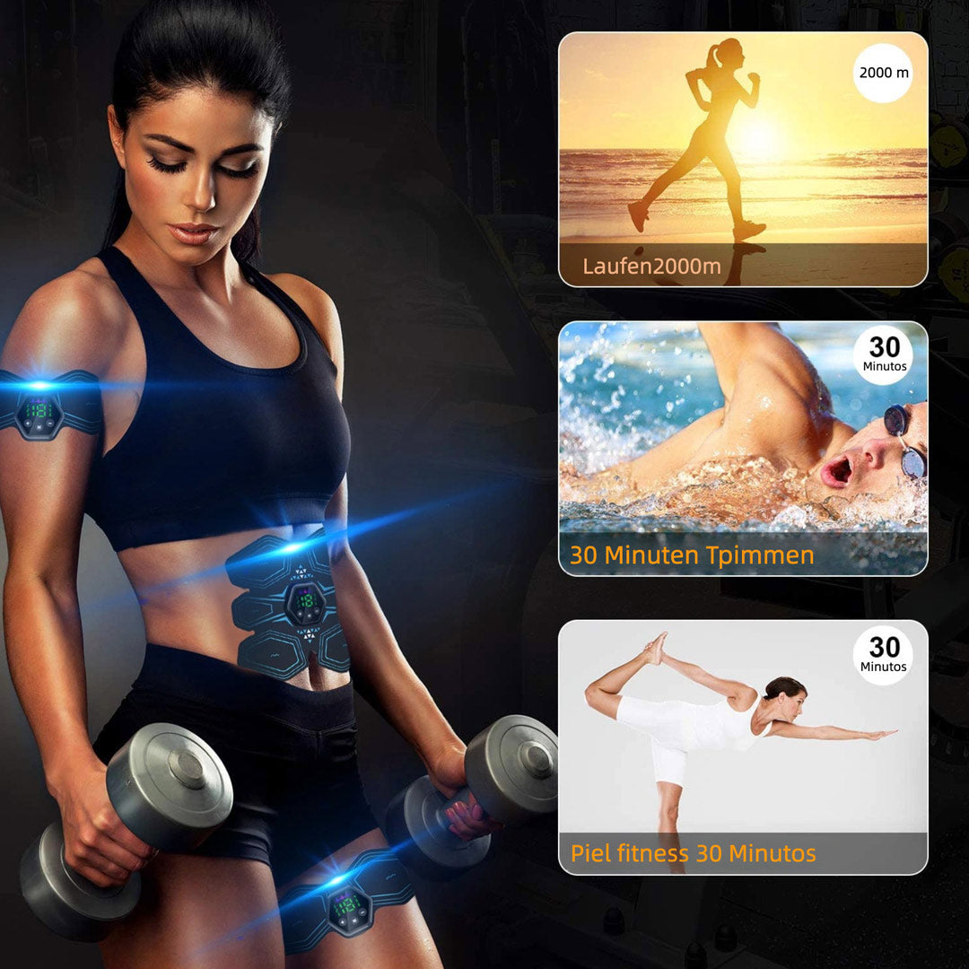 Entrenador Muscular EMS – Tonificador Abdominal Eléctrico con 6 Modos y 19 Niveles, Estimulador de Brazos, Piernas y Glúteos, Pantalla LCD, USB Recargable – PR004