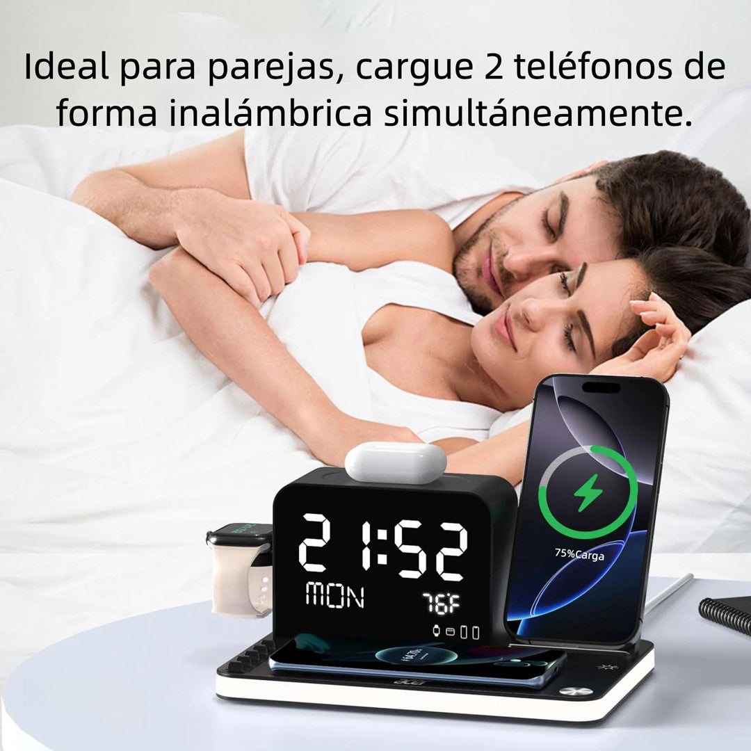 Estación de Carga Inalámbrica 7 en 1 con Reloj Bluetooth y Luz Ambiental – CI018