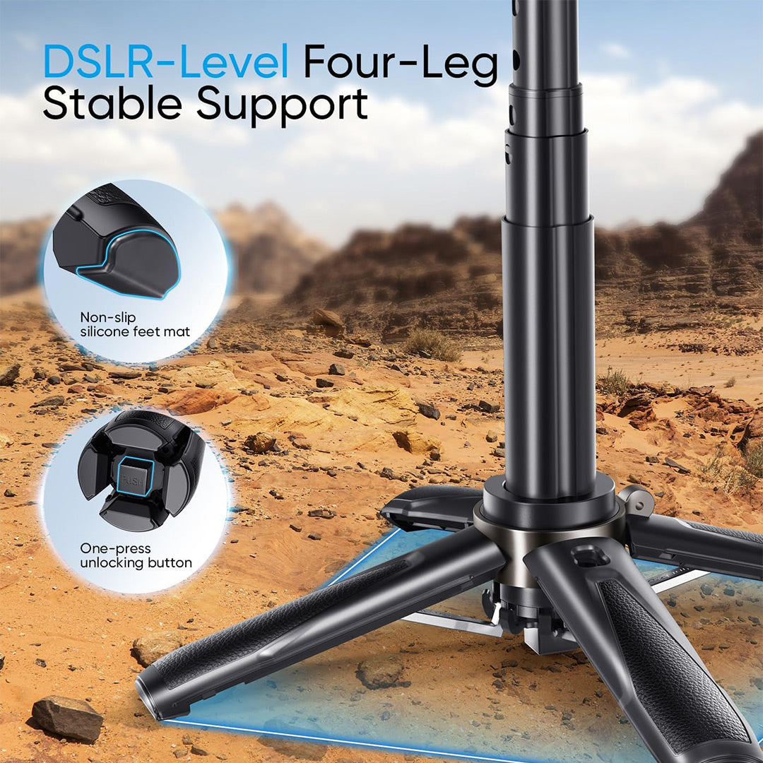 Trípode para Selfie Portátil con Control Remoto Inalámbrico, 2 Luces de Relleno Ajustables y Soporte Retráctil para iPhone, Ideal para Fotografía y Transmisión en Vivo SC004 - Yesmart