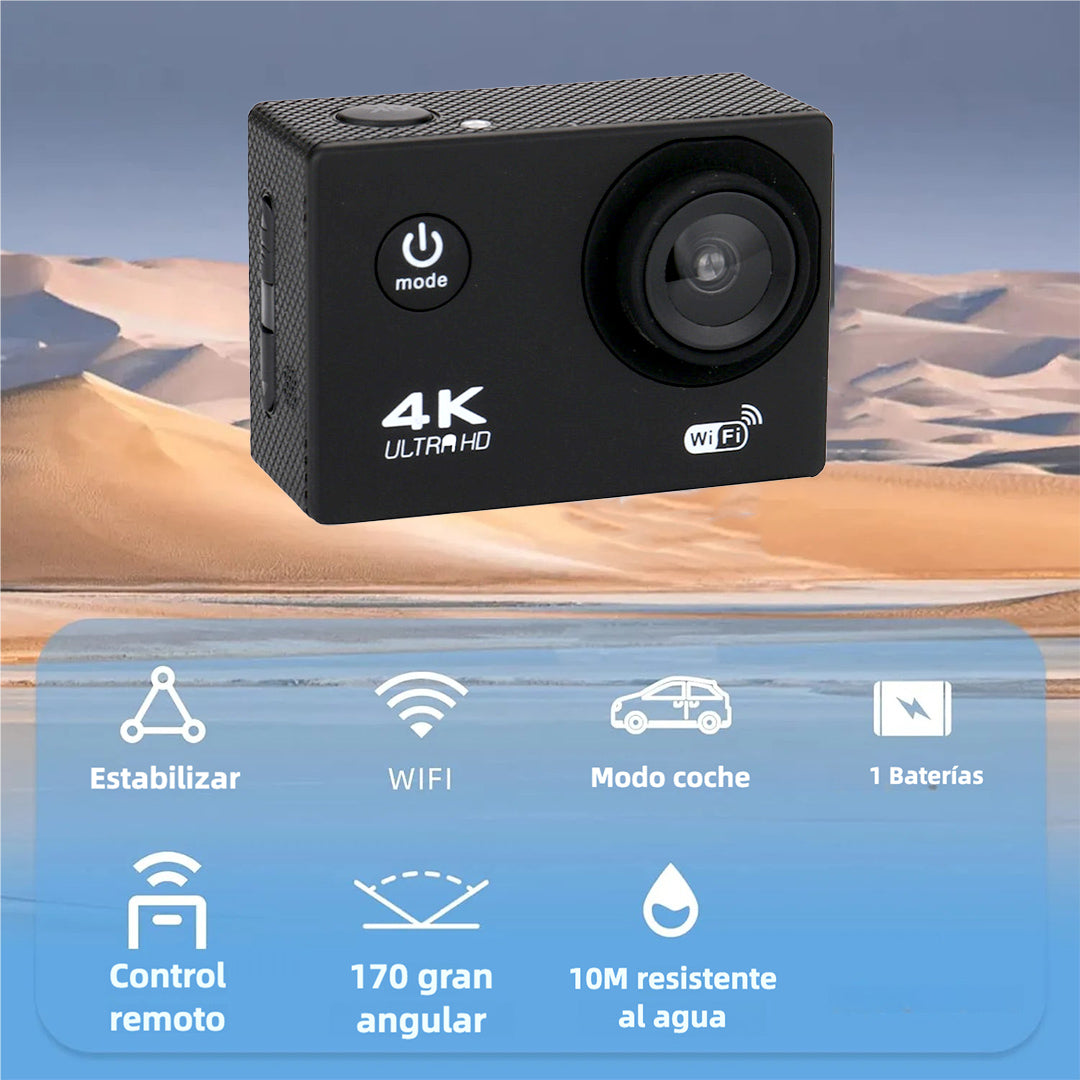 Cámara Deportiva 4K 30fps con WiFi, 40m Impermeable, Control Remoto y Accesorios Completos CC004 - Yesmart