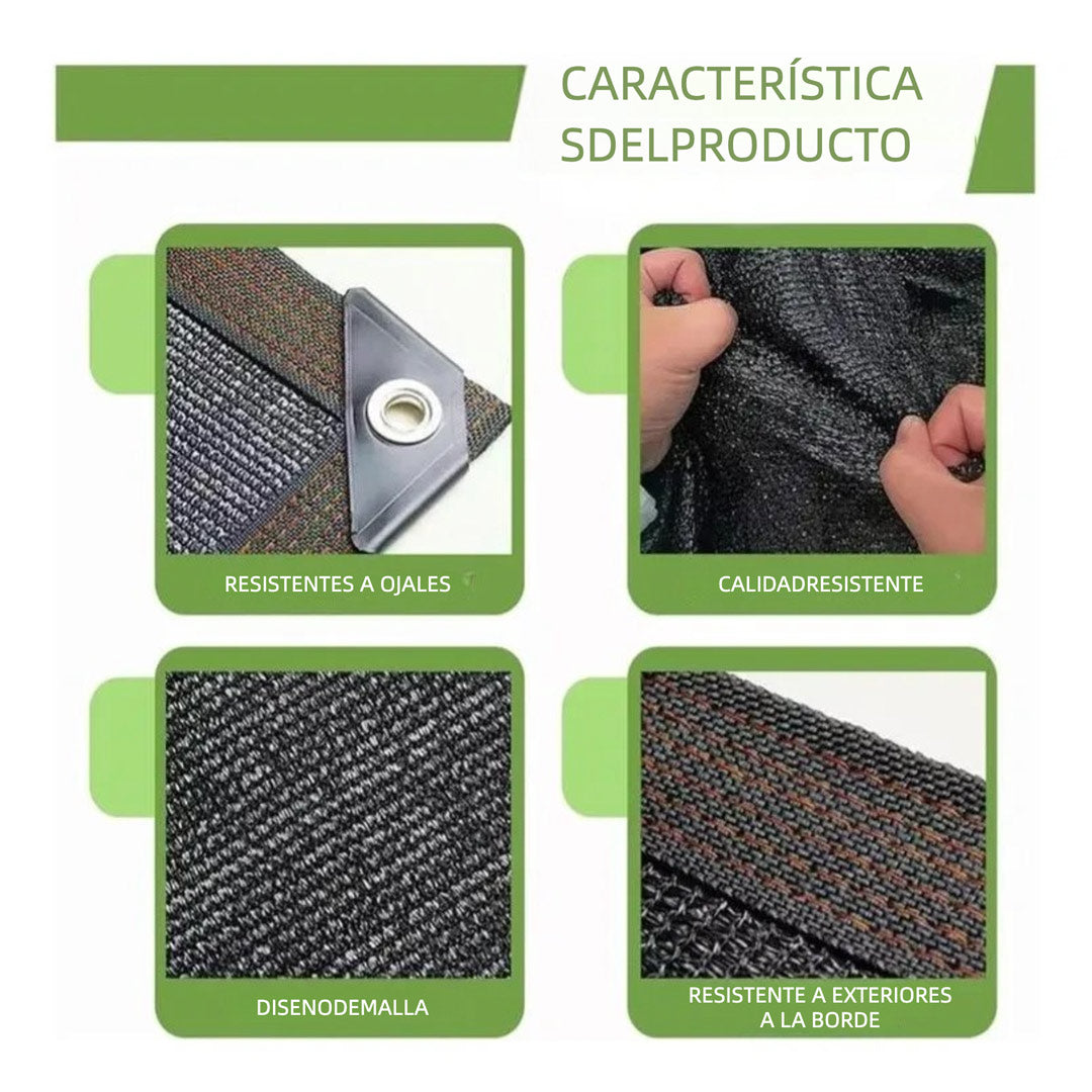 Tela de Sombra Negra al 50%, Malla Duradera 10 x 12 FT con Ojales, Protección Solar y Anticongelante para Plantas, Invernaderos, Patios y Tomates JP007