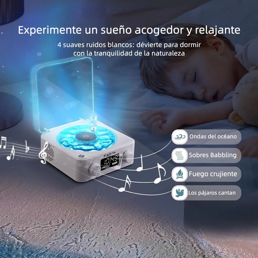 Altavoz Bluetooth Retro con Plato de Vinilo, Luces Ambientales RGB, Sonidos Naturales y Portátil - BS023