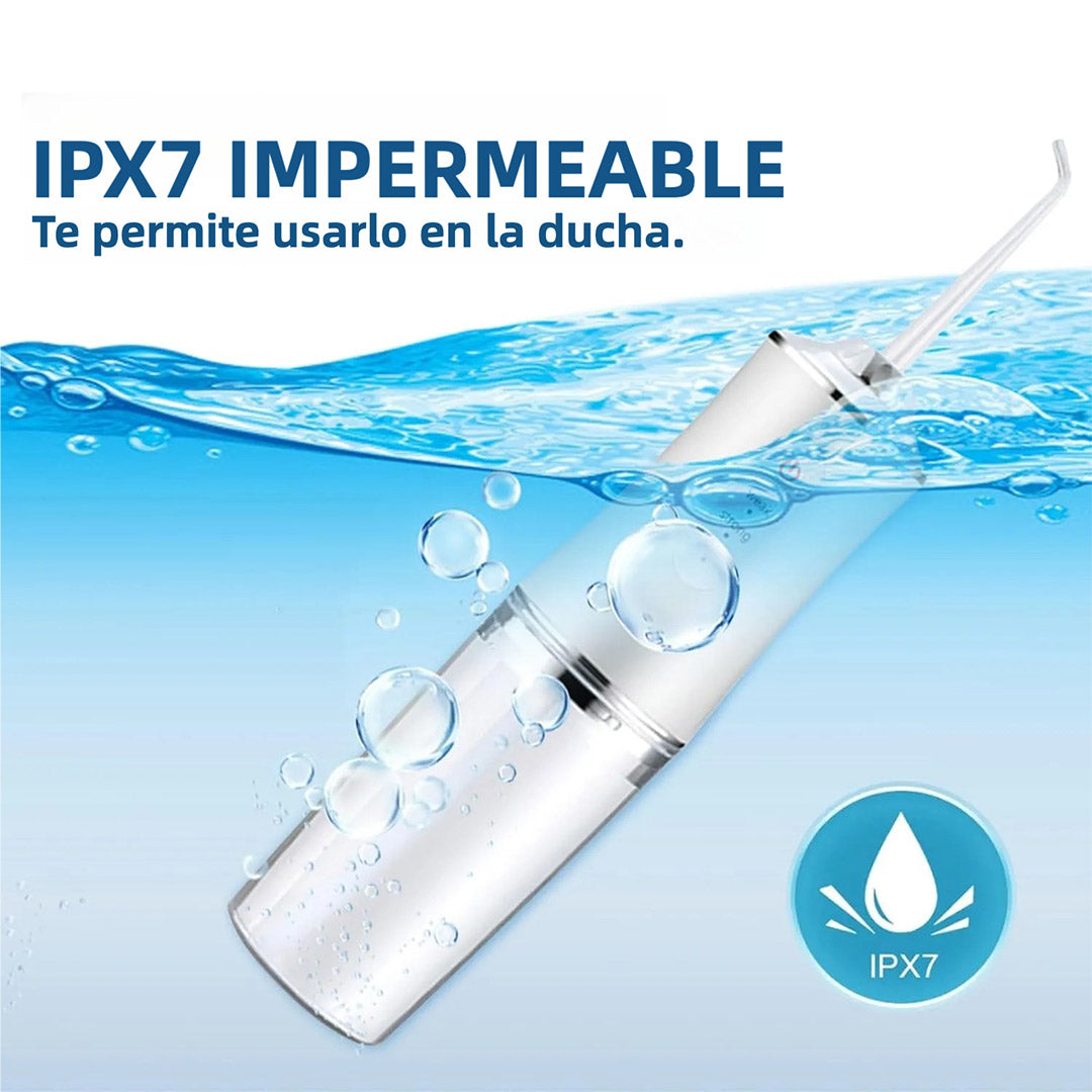 Hilo Dental Eléctrico Recargable para Dientes con 3 Modos, 4 Consejos de Chorro, Irrigador Oral Portátil, Limpiador de Encías y Tonsilas, 300ml de Capacidad, Impermeable IPX7, Batería de Larga Duración, CS002