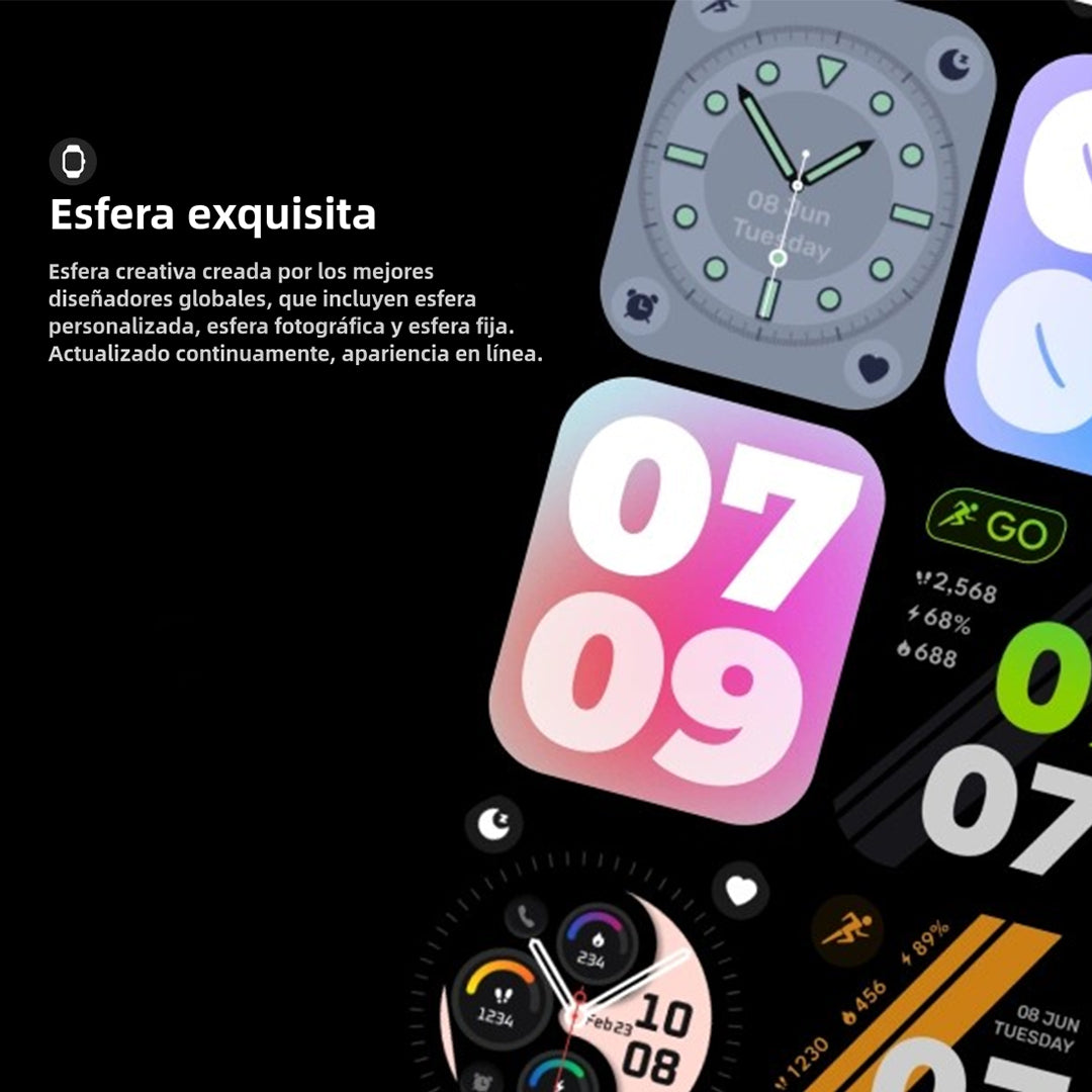 Reloj inteligente con GPS Incorporado, Pantalla AMOLED 1.78", 3ATM Resistente al Agua, Rastreador de Actividad y Monitor de Ritmo Cardíaco -SW027 - Yesmart