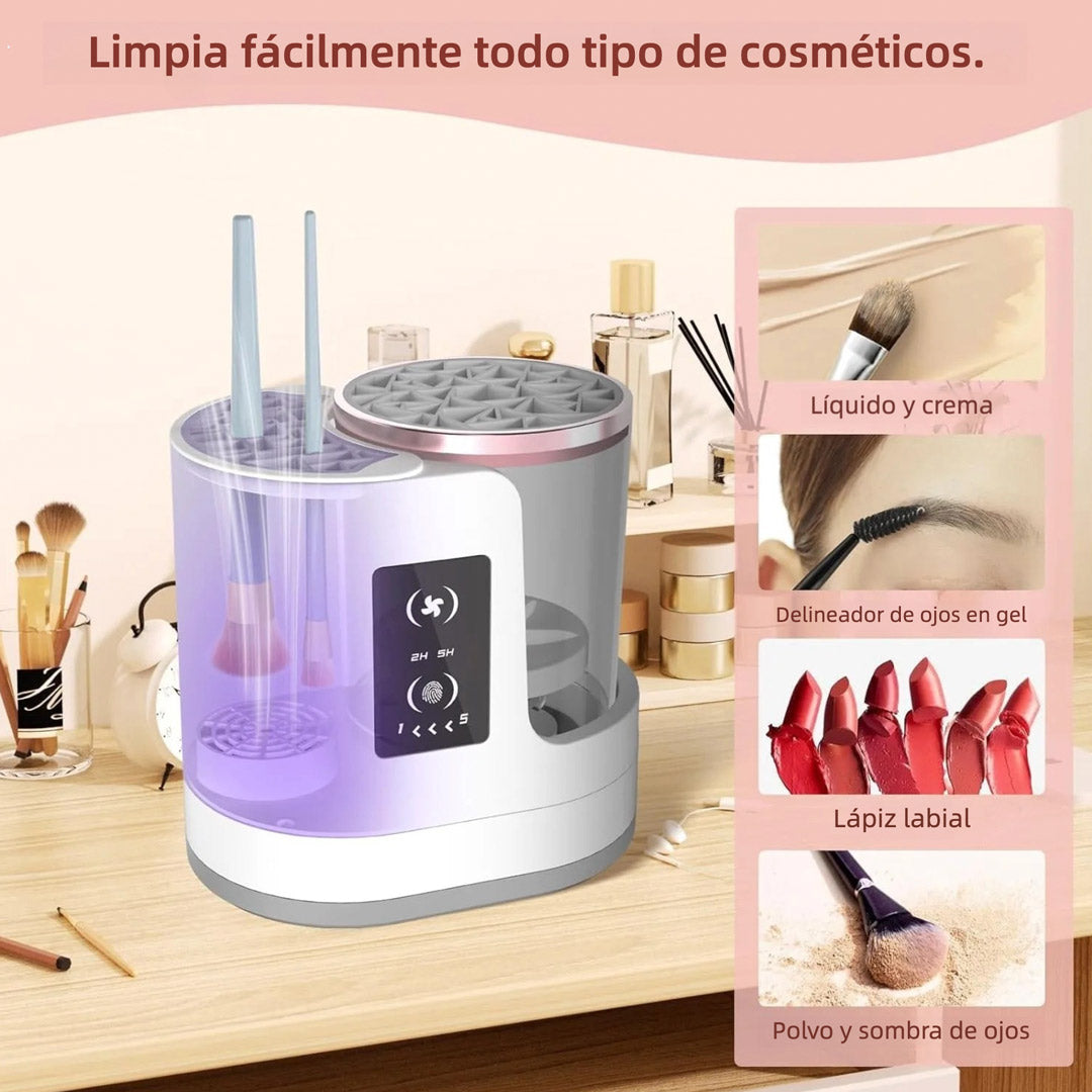 Limpieza Eléctrica 3 en 1 para Brochas de Maquillaje con Secador-Soporte, Herramienta Automática USB Portátil para Limpiar y Secar Brochas de Maquillaje de Todos los Tamaños, para Contorno, Sombras de Ojos y Blush - CM001