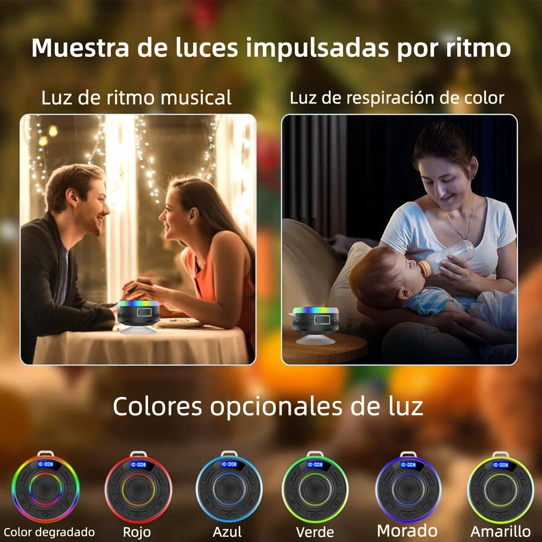 Altavoz Bluetooth para Ducha, Altavoces Portátiles IP7 a Prueba de Agua con Succión y Pantalla de Tiempo, Luces LED Dinámicas y Emparejamiento Estéreo Dual, Altavoz Inalámbrico con Micrófono para Baño, Playa – BS020
