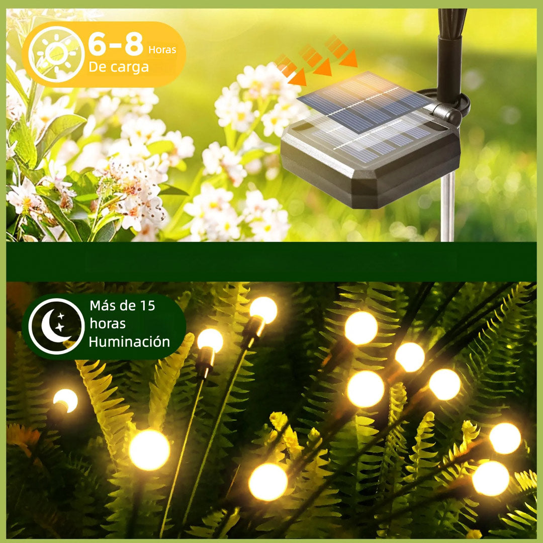Luces de Jardín Solar con 20 LEDs, Luces Solares para Exteriores, Luces de Luciérnagas para Decoración de Navidad, Patio, Camino y Jardín, Resistente al Agua – JP003