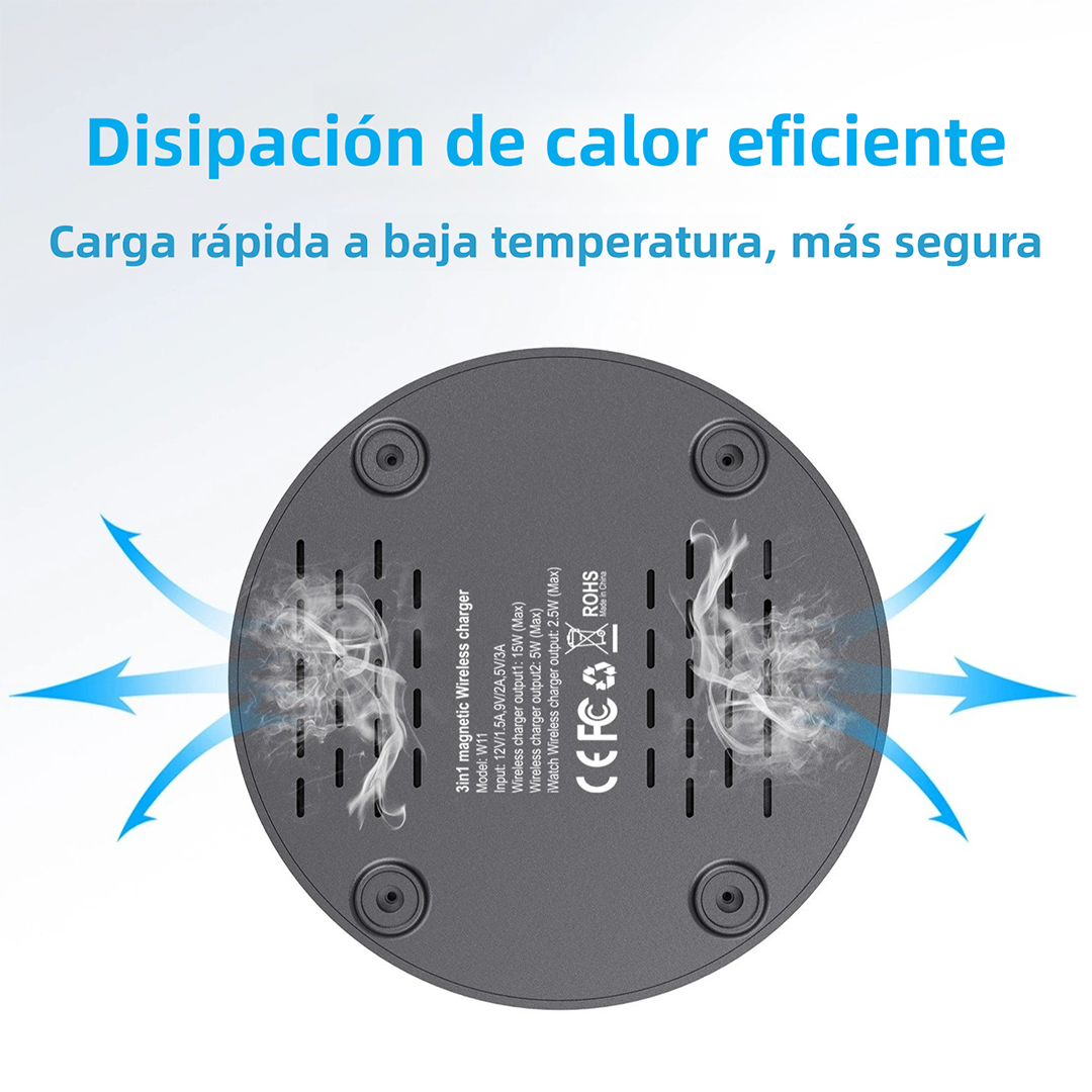 Soporte Magnético de Cargador Inalámbrico 3 en 1 para iPhone, iWatch y AirPods con Carga Rápida CI007 - Yesmart