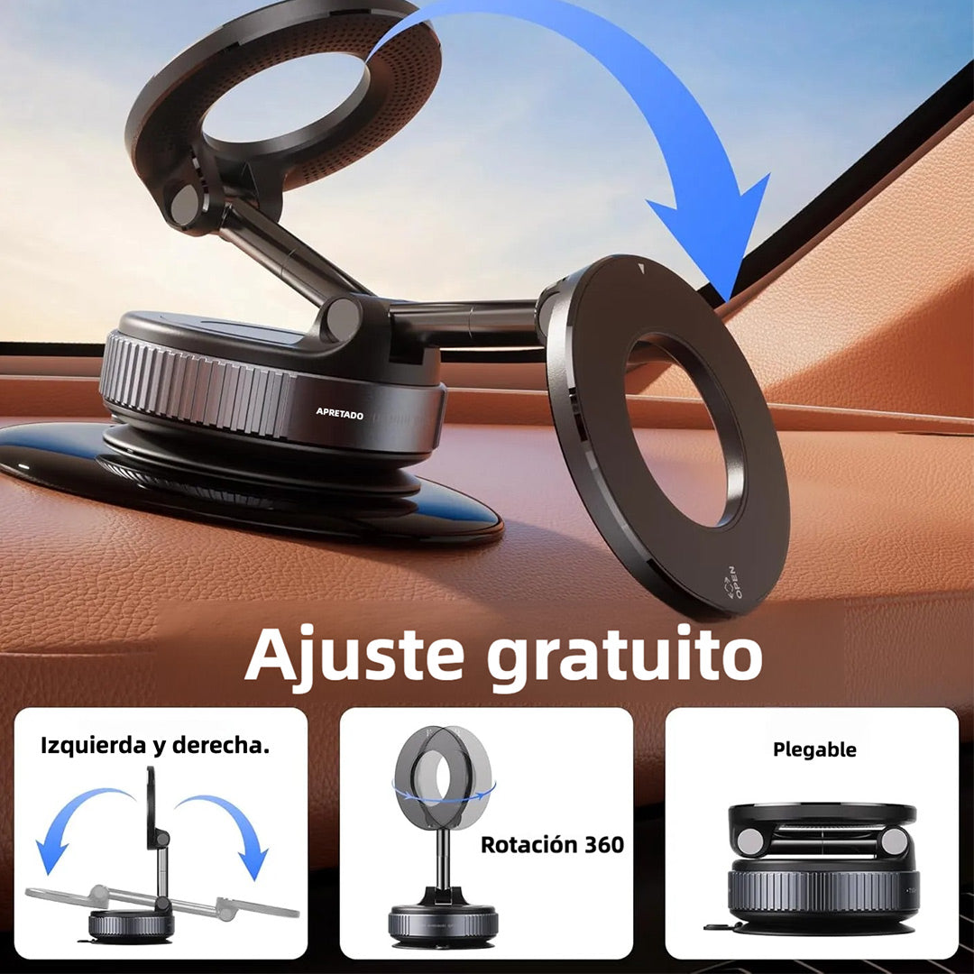 Soporte Magnético para Teléfono de Automóvil con Succión Súper Fuerte MagSafe 360° - Montaje con Ventosa para Vehículos, Compatible con iPhone y Android - SC006