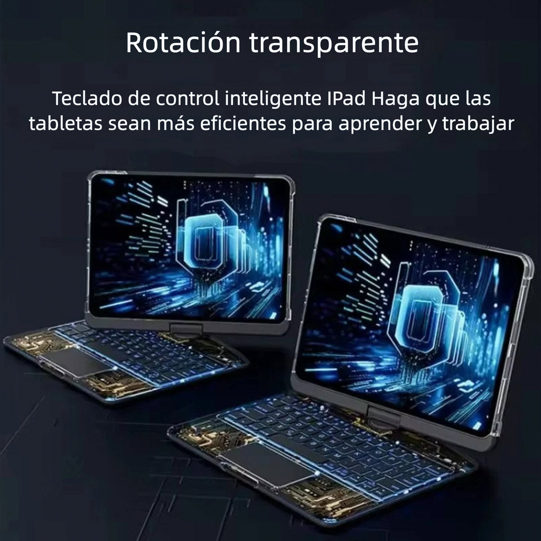 Teclado Inalámbrico Bluetooth 360° con Trackpad Multitáctil para iPad Air 11 Pro 13 2024, 10,9 10,2 Pulgadas, Retroiluminado y con Soporte para Apple Pencil - KM009