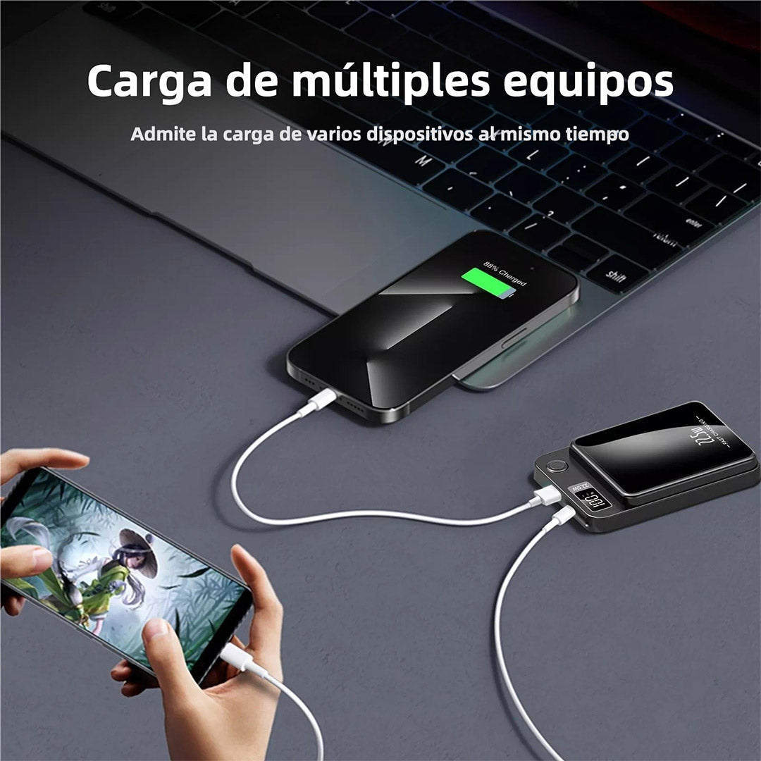 Power Bank Magnético Inalámbrico - Carga Rápida 22.5W con Tecnología MagSafe, Batería de Alta Capacidad y Pantalla LED Digital BP003