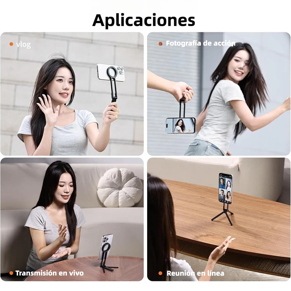 Soporte magnético de trípode para iPhone - Maglock de aluminio para teléfono inteligente, mini trípode de bolsillo, soporte para teléfono celular, imán fuerte, montaje rápido, compatible