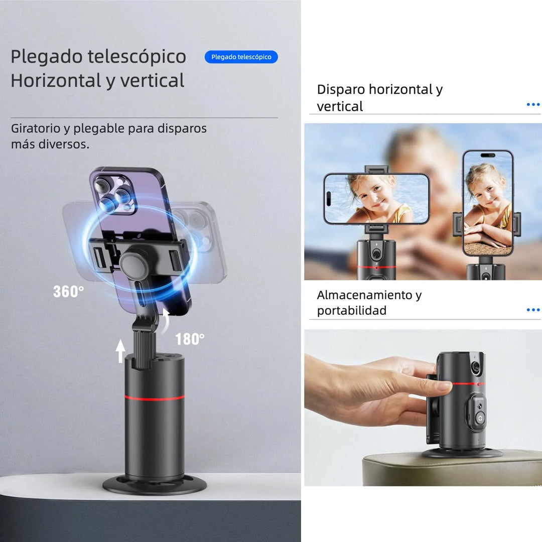 Soporte Inteligente para Celular con Seguimiento Automático – Trípode 360° con Cámara Incorporada, Sin App, Control Remoto, Recargable, para Live Streaming, Vlogging y Selfies – SC009