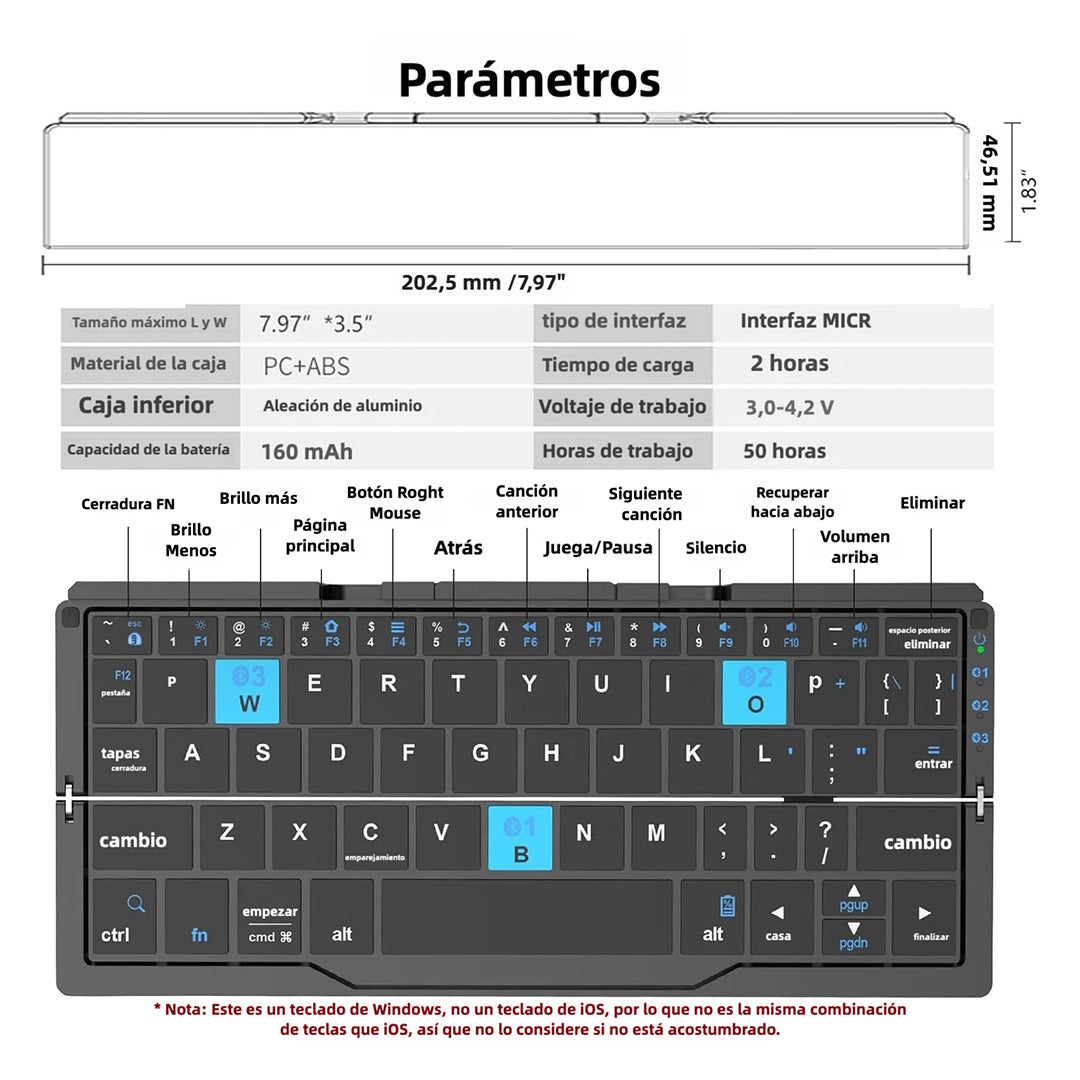 Teclado Bluetooth Plegable Mini con Soporte Magnético, Teclado Ergonómico y Silencioso, Recargable y Compatible con iPad, iPhone, Android, y Más KM006 - Yesmart