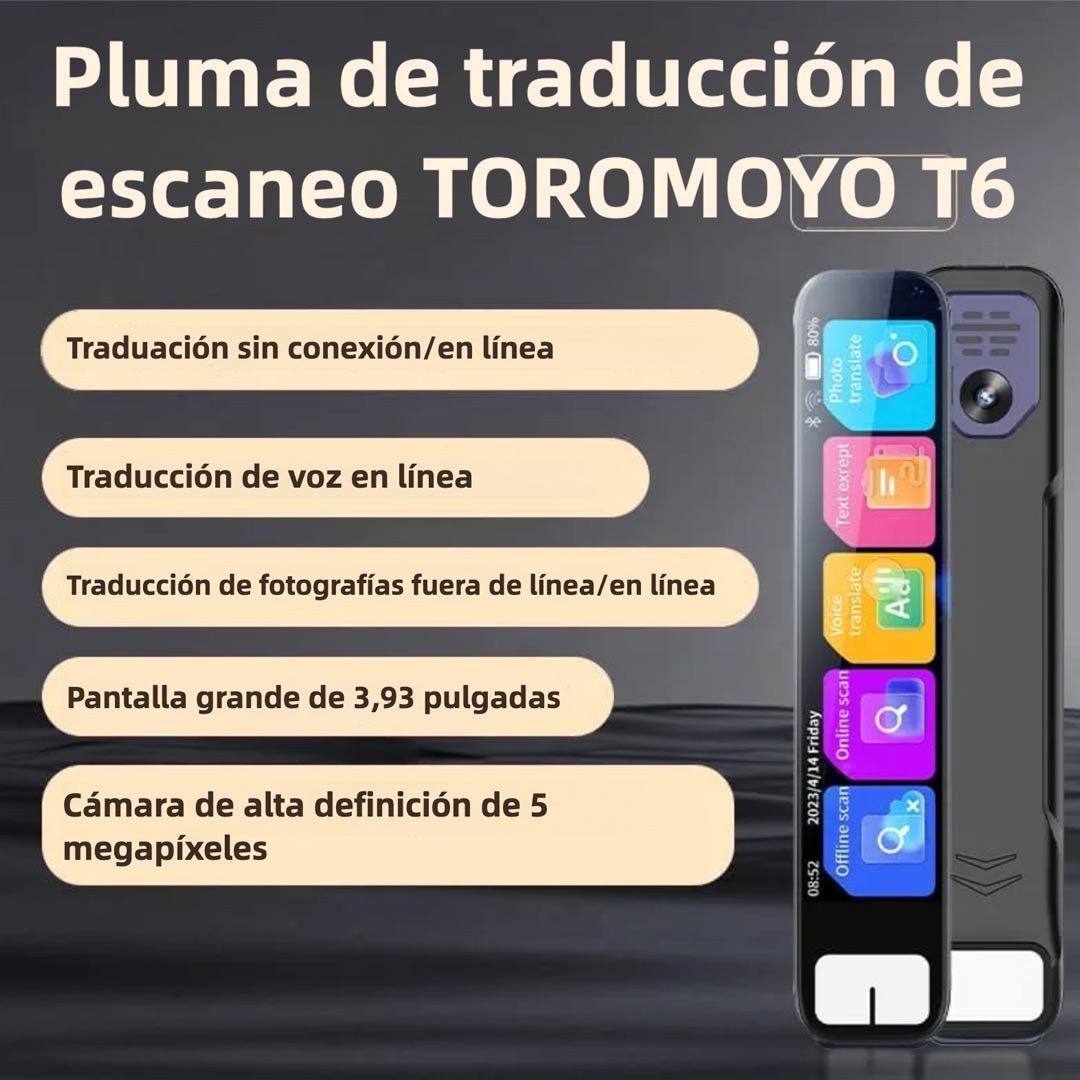 Lápiz Traductor T6S Sin Necesidad de WiFi, Dispositivo Traductor de Idiomas, Lápiz Lector Escaneador, Traductor de Voz Instantáneo CL002