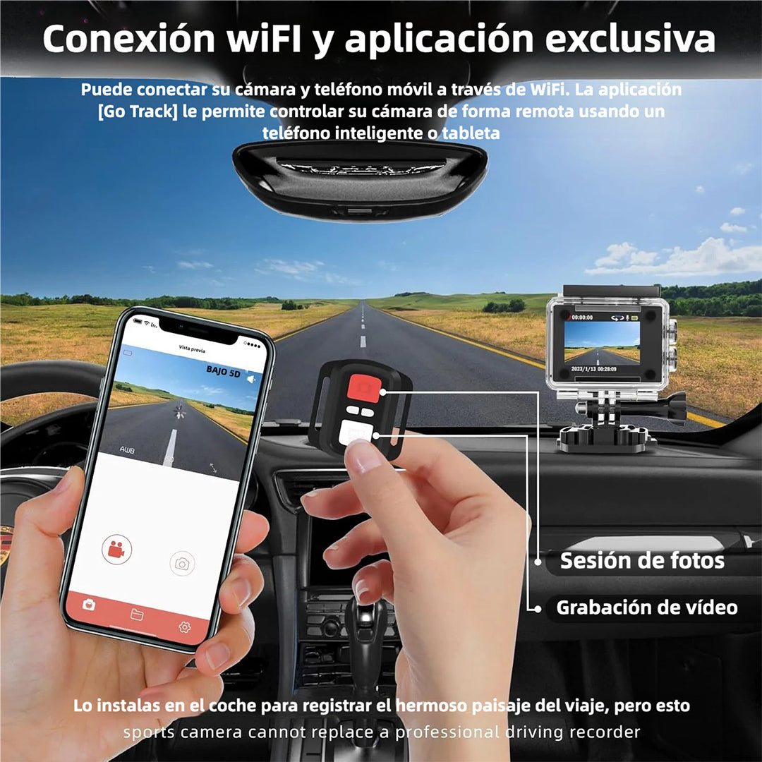 Cámara Deportiva 4K 30fps con WiFi, 40m Impermeable, Control Remoto y Accesorios Completos CC004 - Yesmart