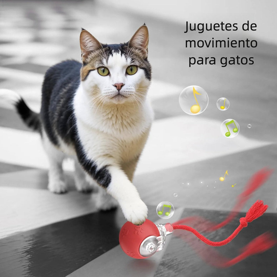 Juguete Interactivo para Gatos de Interior – Bola Rodante con Luz, Sonido de Pájaro y Cola Giratoria, Recargable por USB, Activación por Movimiento, para Alfombra y Madera – JM001