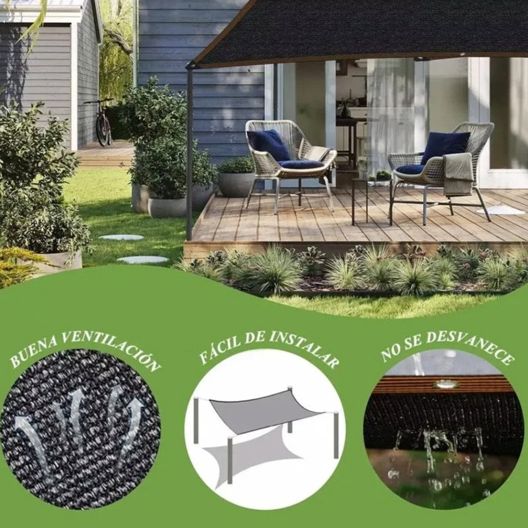 Tela de Sombra Negra al 50%, Malla Duradera 10 x 12 FT con Ojales, Protección Solar y Anticongelante para Plantas, Invernaderos, Patios y Tomates JP007