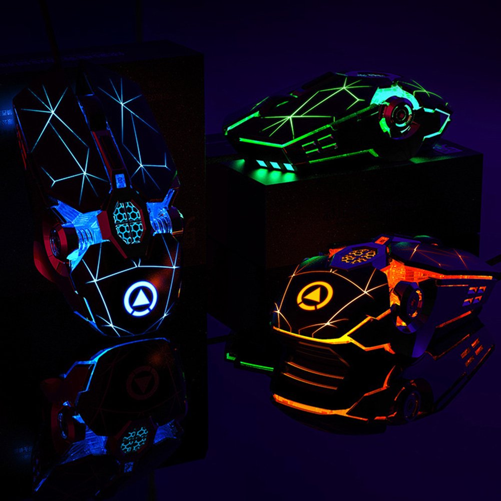 Ratón Inalámbrico Recargable LED RGB para Juegos 2.4GHz, 800/1200/1600 DPI, Diseño Ergonómico, Receptor USB, Compatible con Windows y Mac OS KM005 - Yesmart