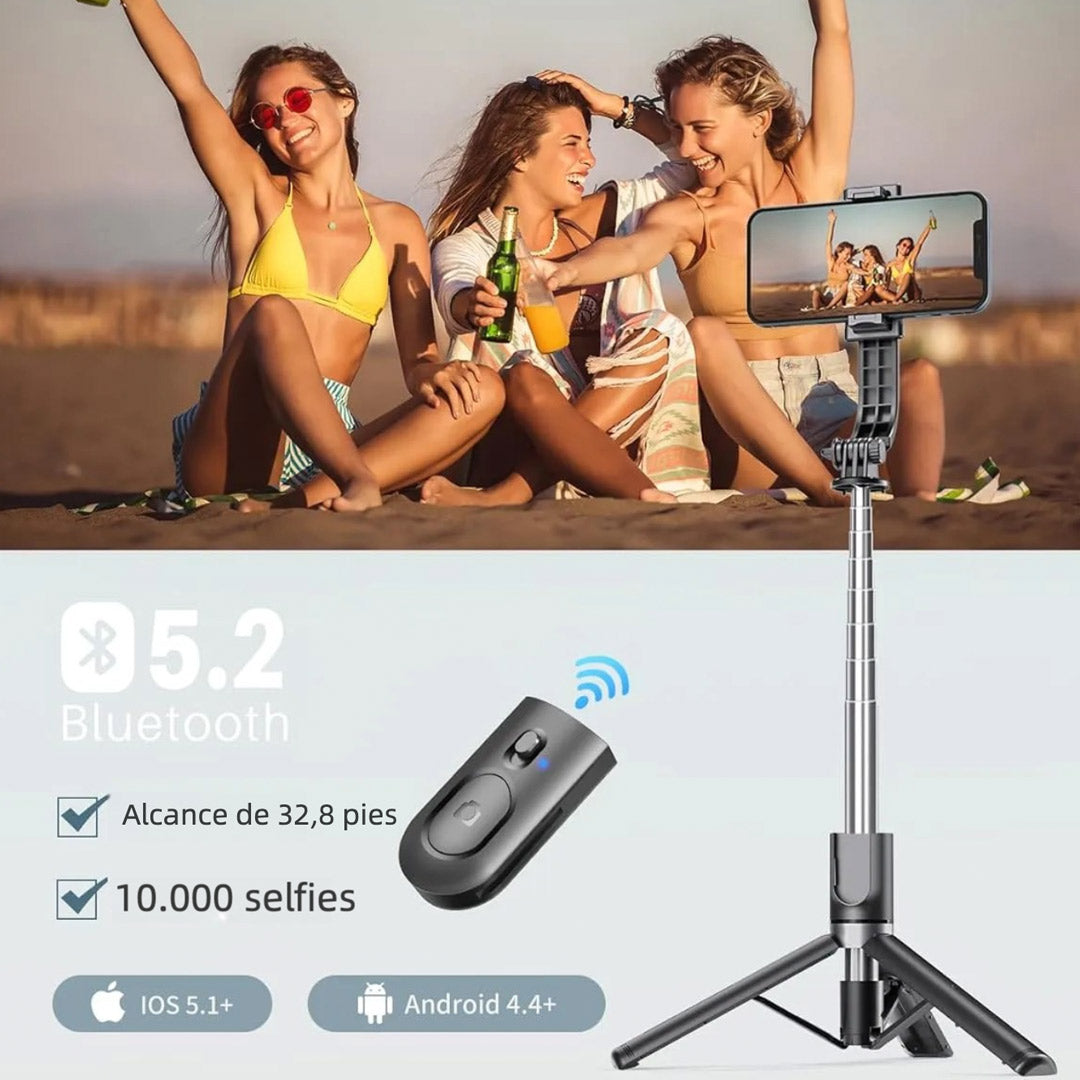 Palo de Selfie Trípode con Luz y Control Remoto – Extensible 114cm para iPhone, Samsung y Android - SC010