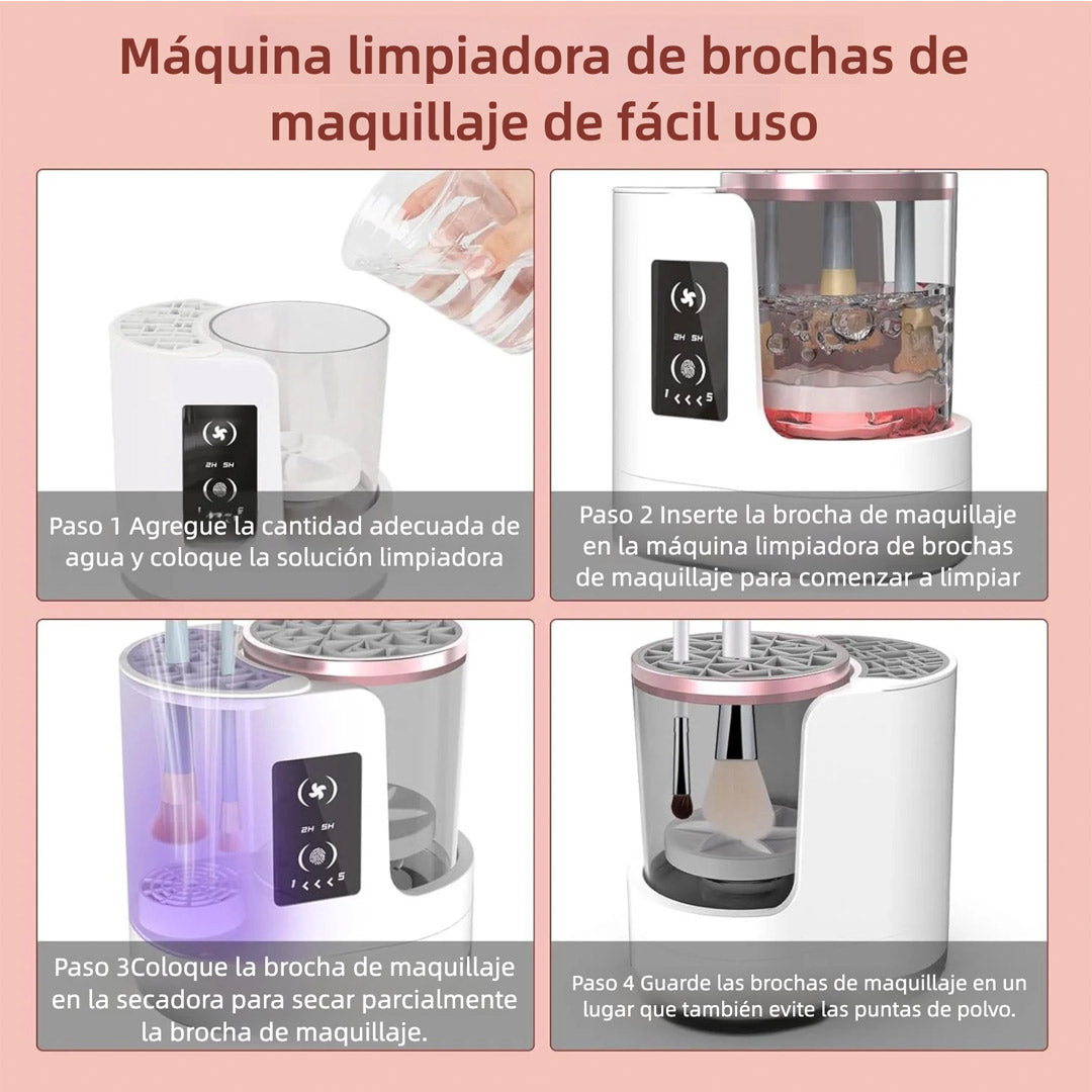 Limpieza Eléctrica 3 en 1 para Brochas de Maquillaje con Secador-Soporte, Herramienta Automática USB Portátil para Limpiar y Secar Brochas de Maquillaje de Todos los Tamaños, para Contorno, Sombras de Ojos y Blush - CM001