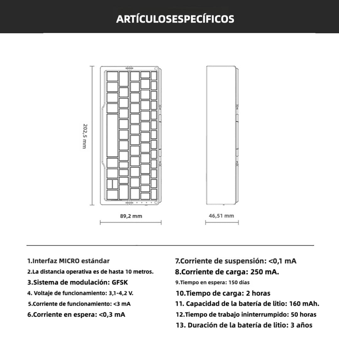 Teclado Bluetooth Plegable Mini con Soporte Magnético, Teclado Ergonómico y Silencioso, Recargable y Compatible con iPad, iPhone, Android, y Más KM006 - Yesmart