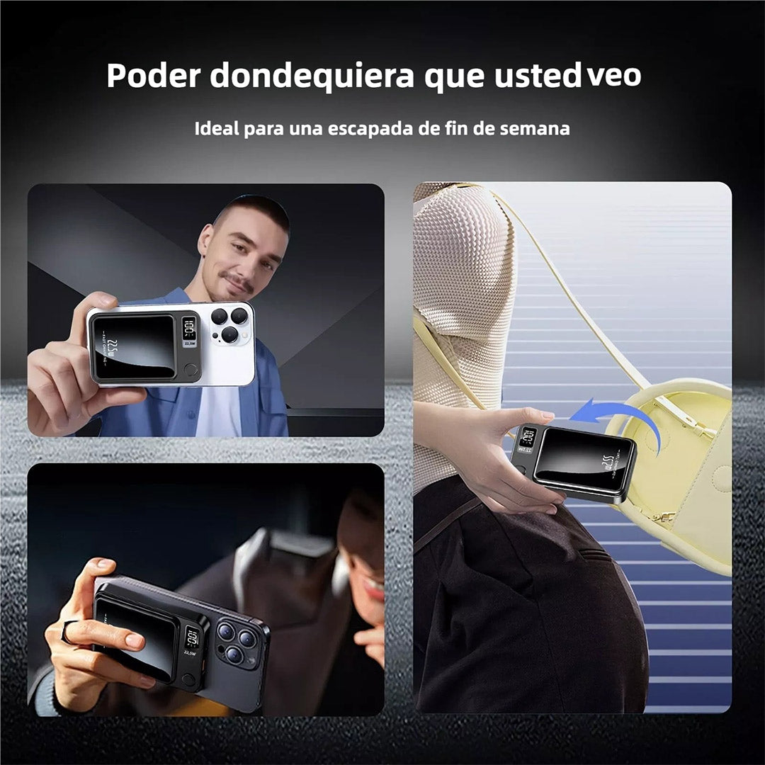 Power Bank Magnético Inalámbrico - Carga Rápida 22.5W con Tecnología MagSafe, Batería de Alta Capacidad y Pantalla LED Digital BP003