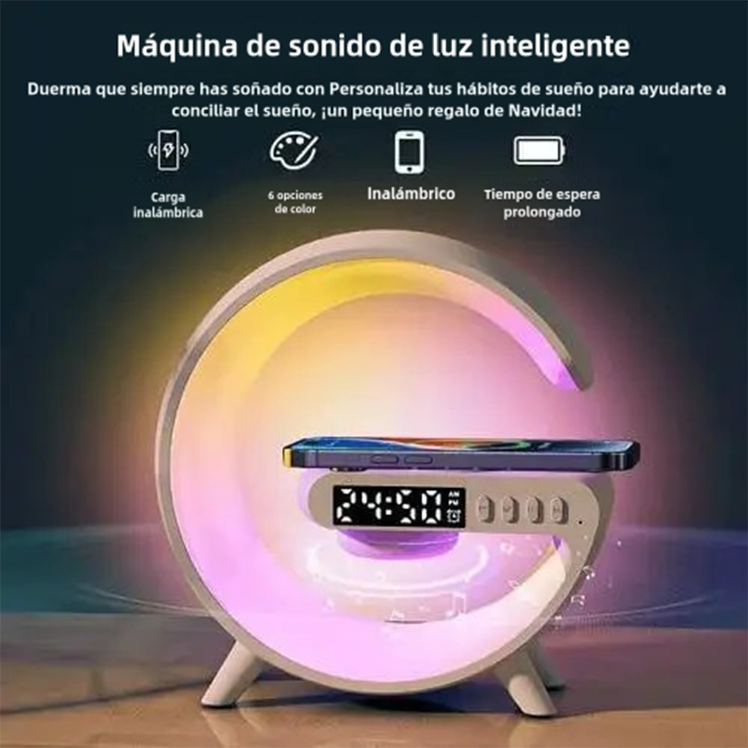 Altavoz Bluetooth Multifuncional con Lámpara, Carga Inalámbrica Rápida y Luz Ambiental CI009 - Yesmart