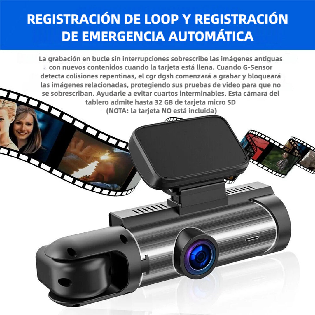 Cámara de Salpicadero Dual Autopulsex para Autos, Cámara Frontal y Trasera, Grabación 1080p con Visión Nocturna de Alta Definición CC005 - Yesmart