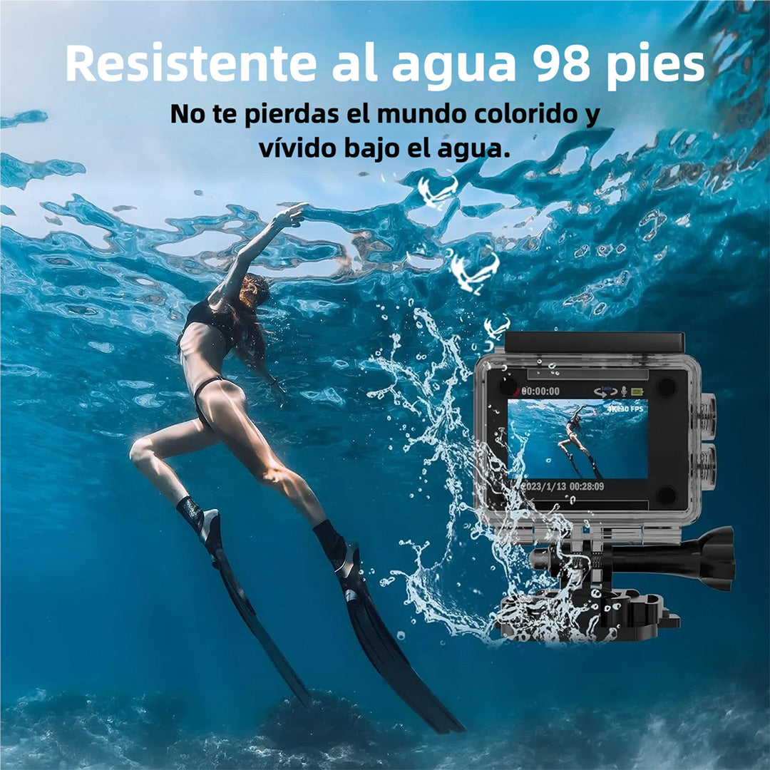 Cámara Deportiva 4K 30fps con WiFi, 40m Impermeable, Control Remoto y Accesorios Completos CC004 - Yesmart