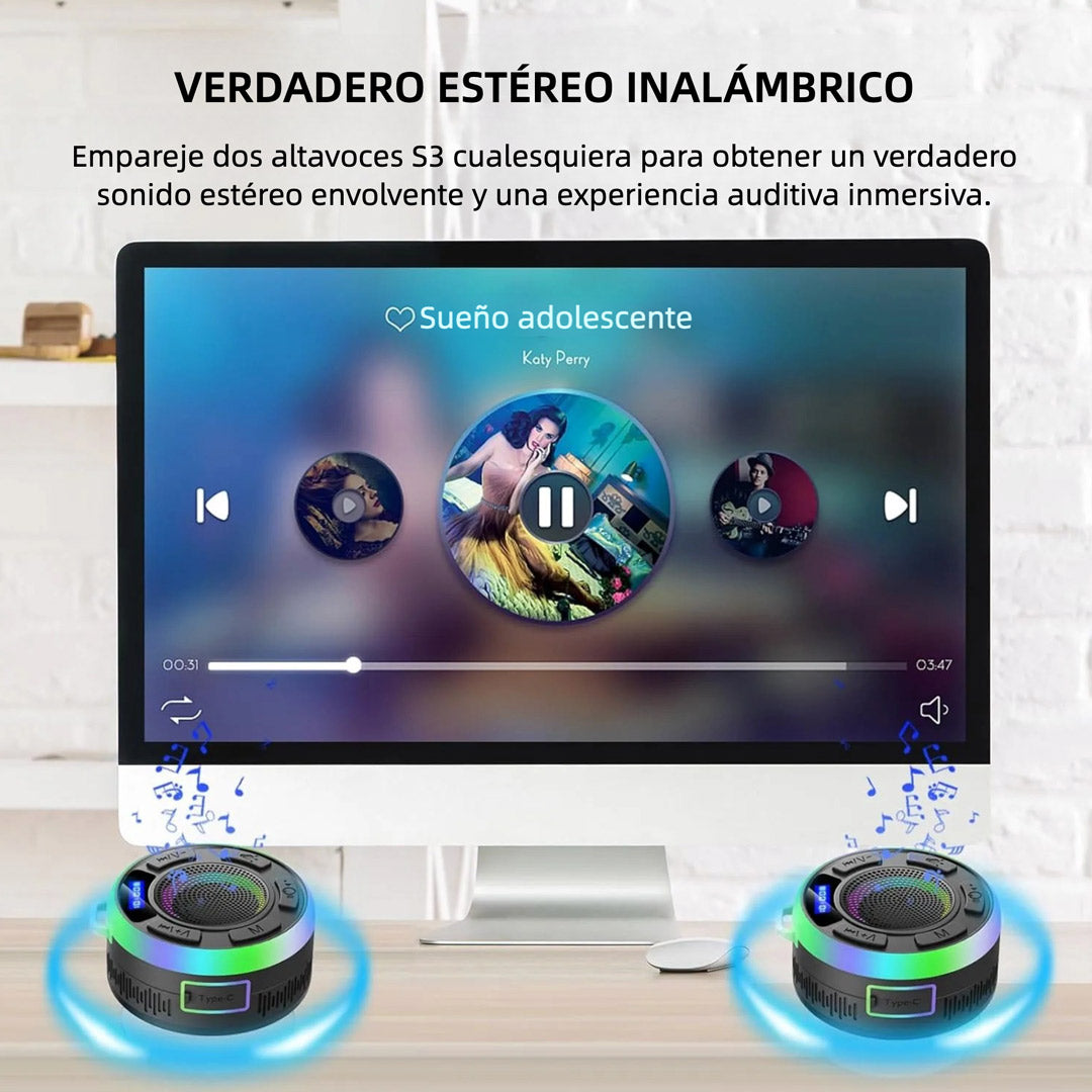 Altavoz Bluetooth para Ducha, Altavoces Portátiles IP7 a Prueba de Agua con Succión y Pantalla de Tiempo, Luces LED Dinámicas y Emparejamiento Estéreo Dual, Altavoz Inalámbrico con Micrófono para Baño, Playa – BS020