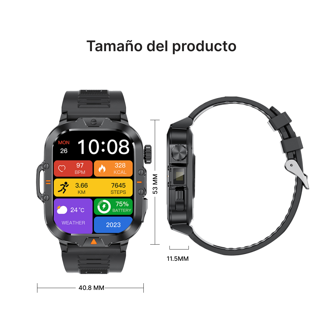 Reloj inteligente con Doble Correa, Pantalla HD de 2.01”, Bluetooth, 100+ Modos Deportivos y Monitoreo de Salud -SW020 - Yesmart