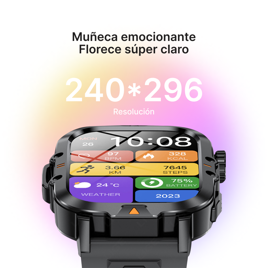 Reloj inteligente con Doble Correa, Pantalla HD de 2.01”, Bluetooth, 100+ Modos Deportivos y Monitoreo de Salud -SW020 - Yesmart