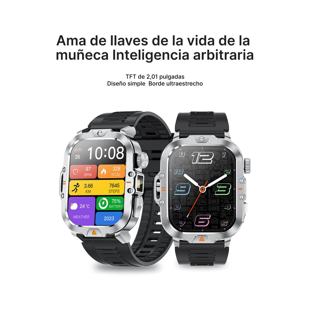 Reloj inteligente con Doble Correa, Pantalla HD de 2.01”, Bluetooth, 100+ Modos Deportivos y Monitoreo de Salud -SW020 - Yesmart