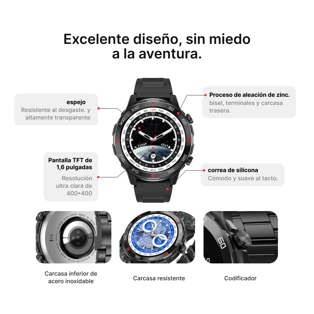 Reloj inteligente Pantalla HD Larga Duración Monitor de Salud Reloj Deportivo Inteligente -SW012 - Yesmart