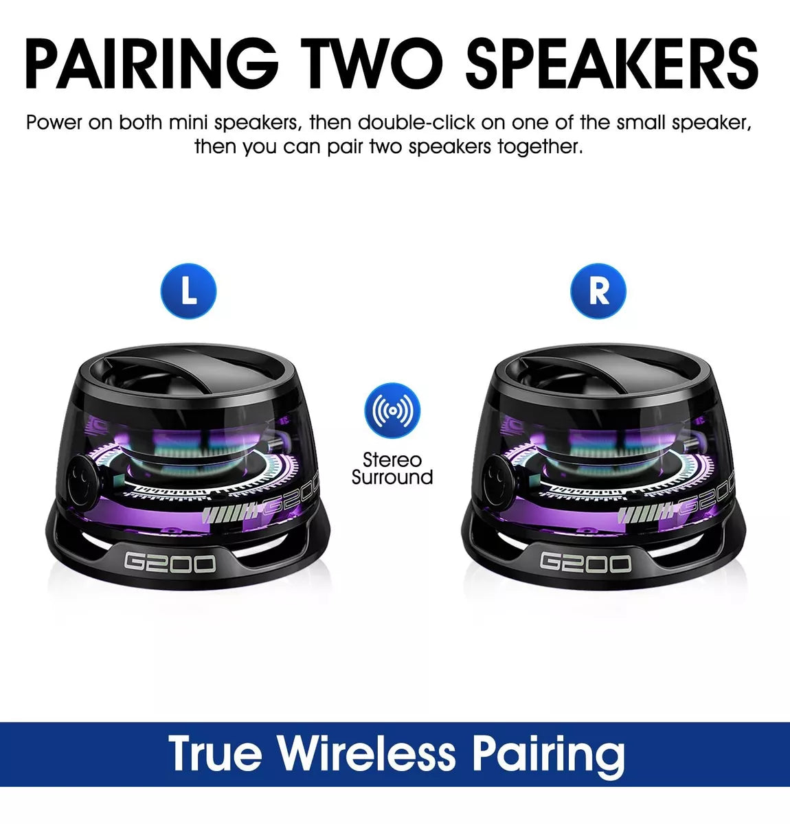 Altavoz Mini Altavoz Bluetooth con Graves Potentes, Luz RGB, Resistente al Agua IPX5, Montaje Magnético y Soporte para Teléfono -BS017 - Yesmart