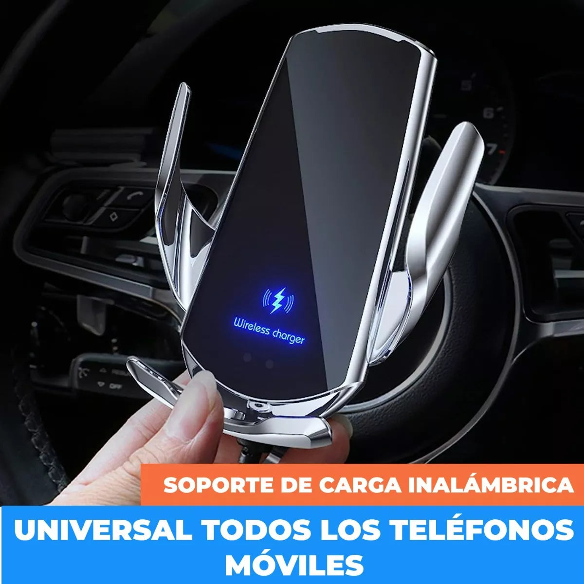 Cargador de Coche Inalámbrico 2 en 1 con Sujeción Automática y Soporte Giratorio 360° para Teléfonos CI008 - Yesmart
