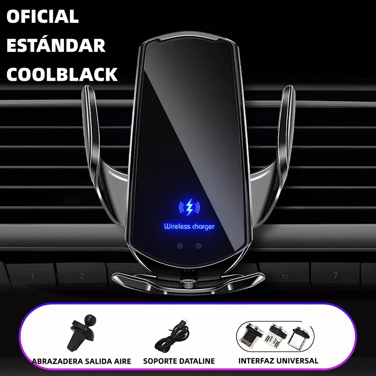 Cargador de Coche Inalámbrico 2 en 1 con Sujeción Automática y Soporte Giratorio 360° para Teléfonos CI008 - Yesmart