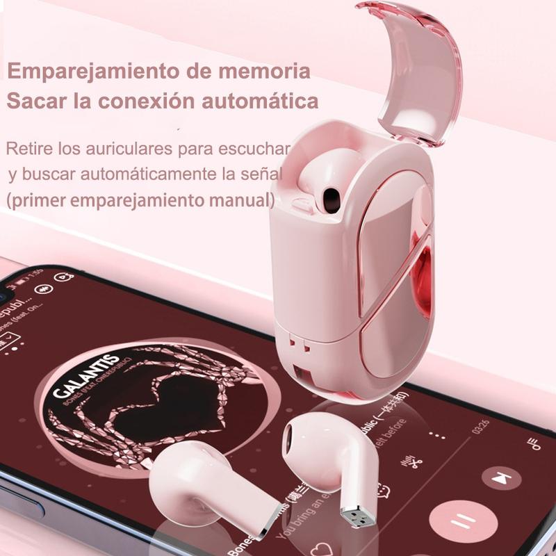 Auriculares Inalámbricos con Forma de Corazón, Mini Audífonos Bluetooth para Niñas y Mujeres, Diseño Pequeño y Ligero con Cancelación de Ruido y Estuche Transformable BH039