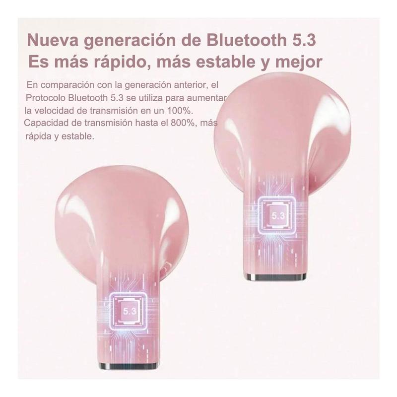Auriculares Inalámbricos con Forma de Corazón, Mini Audífonos Bluetooth para Niñas y Mujeres, Diseño Pequeño y Ligero con Cancelación de Ruido y Estuche Transformable BH039