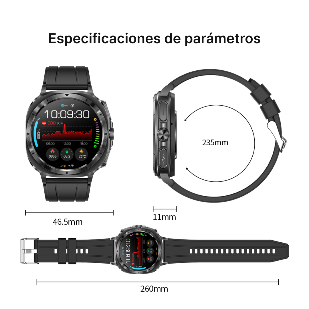 Reloj inteligente AMOLED 1.43” Pantalla HD con Monitor de Salud Integral, 150 Modos Deportivos, IP68 Resistente al Agua, Larga Duración de Batería y Bluetooth 5.2 SW030 - Yesmart