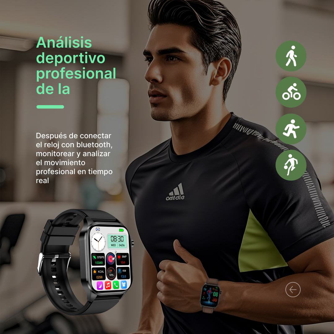 Reloj inteligente 2.04” AMOLED Pantalla HD con Monitor de Salud Integral, 150 Modos Deportivos, IP68 Resistente al Agua, Bluetooth 5.2 y ECG SW031 - Yesmart