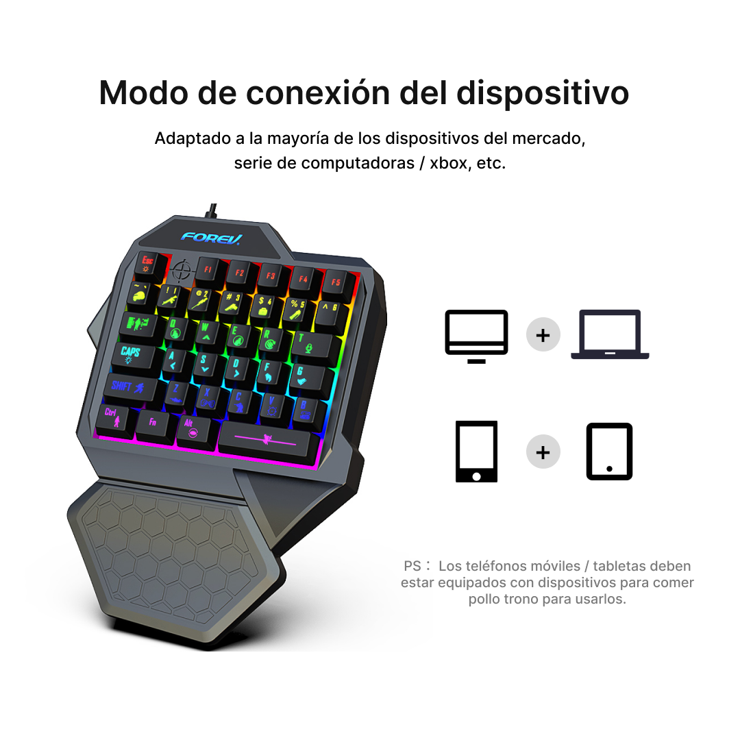 Teclado Gaming de una Mano, Retroiluminado con Diseño Ergonómico, 35 Teclas y Respuesta Rápida KM001 - Yesmart