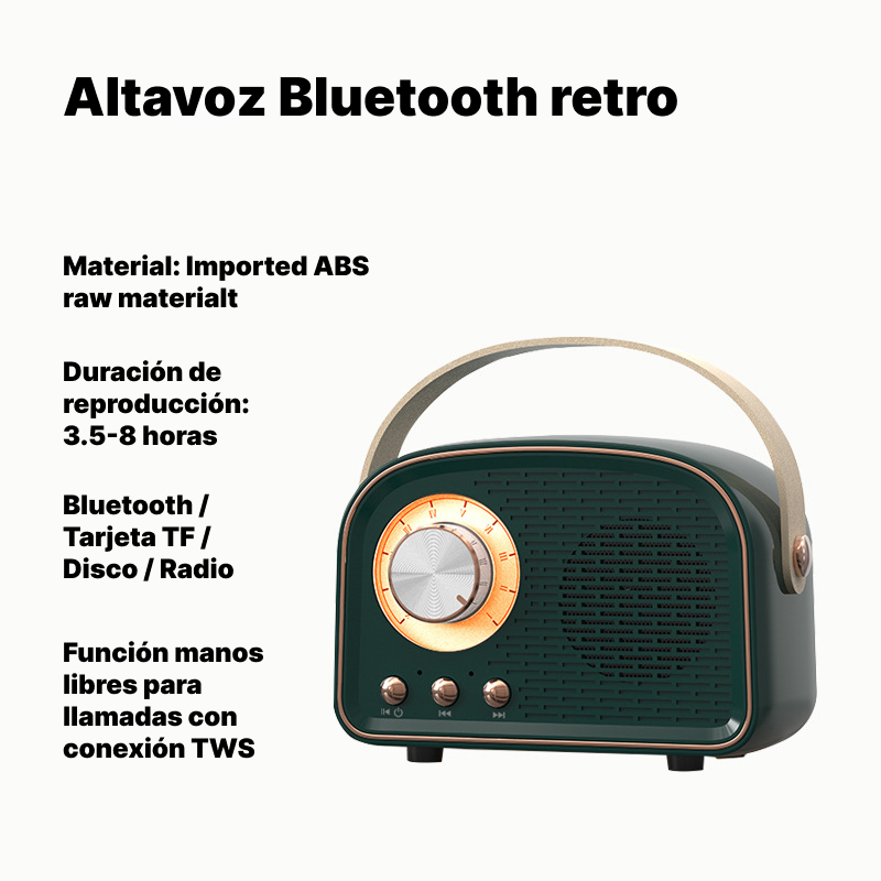 Bocina Bluetooth vintage portátil | Mini, potente y con bajos profundos