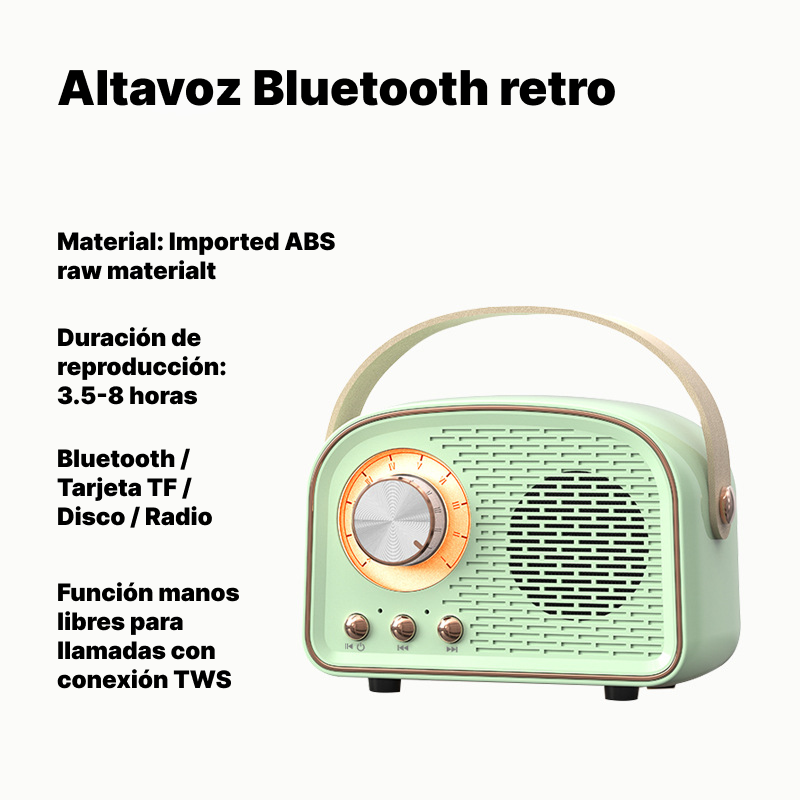 Bocina Bluetooth vintage portátil | Mini, potente y con bajos profundos