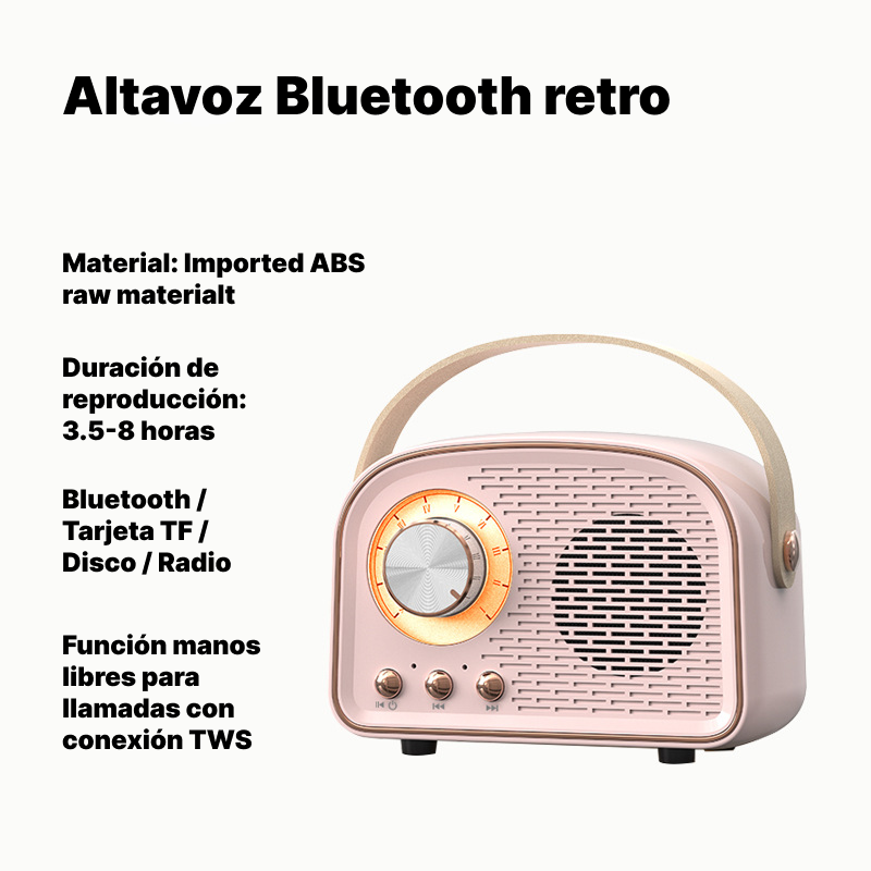 Bocina Bluetooth vintage portátil | Mini, potente y con bajos profundos