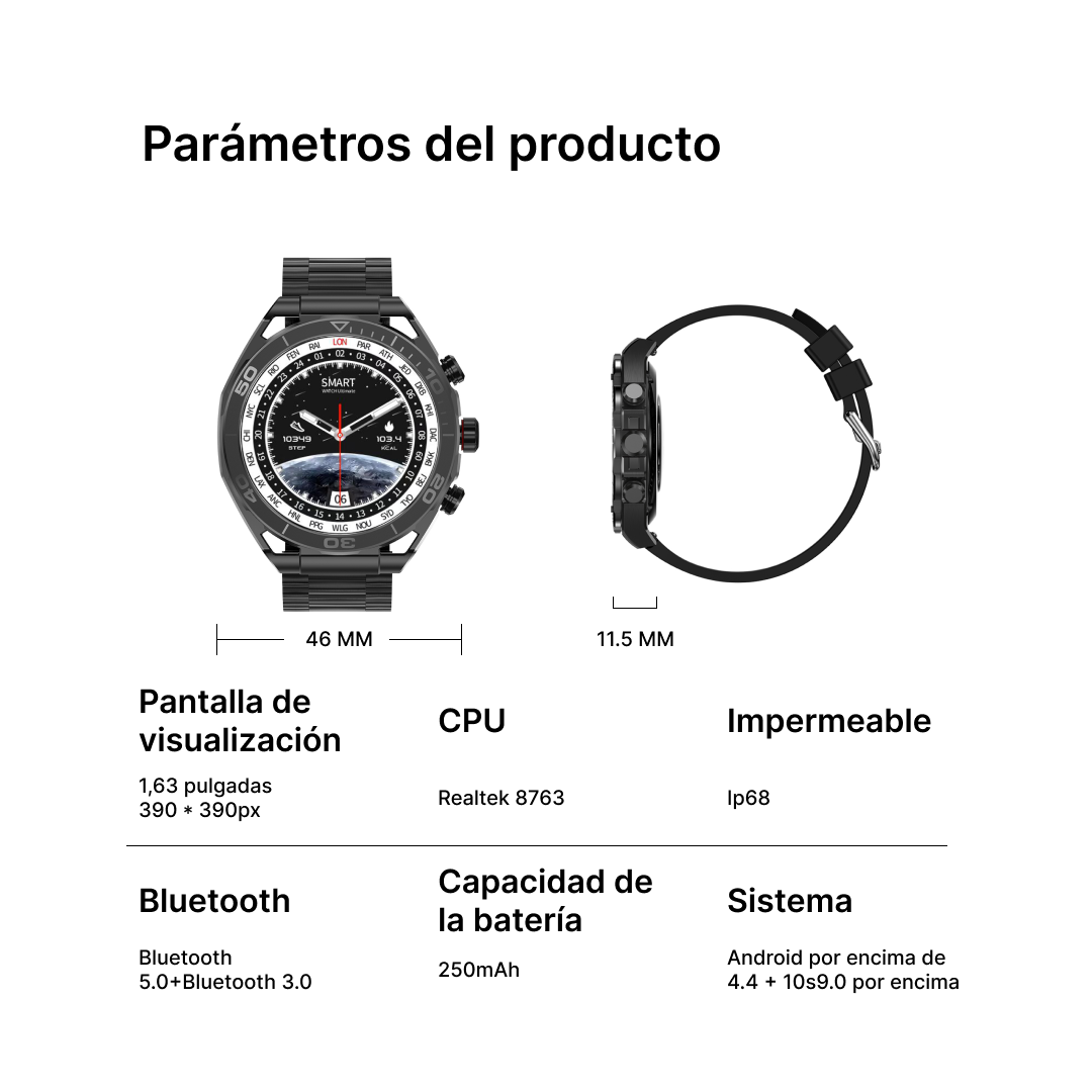Reloj inteligente Pantalla HD 1.63'' Salud Larga Duración Bluetooth Deportivo Inteligente -SW013 - Yesmart