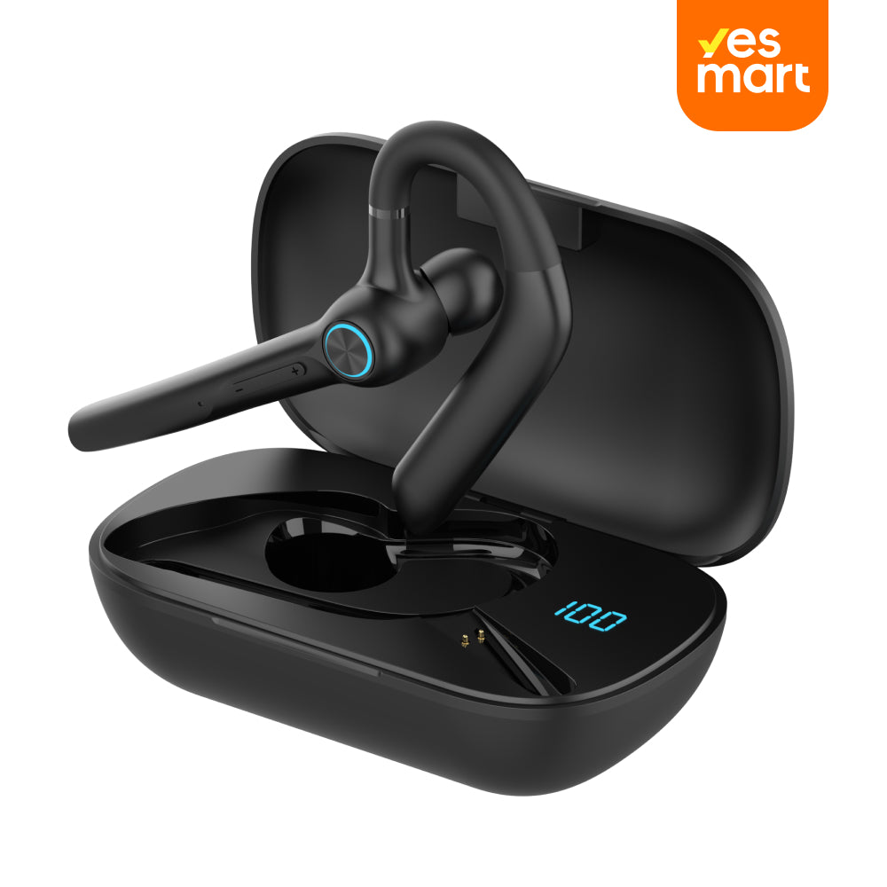 Auriculares Bluetooth V5.3, auricular inalámbrico con estuche de carga de 500 mAh, auriculares manos libres, micrófono con cancelación de ruido para oficina/conducción/negocios - BH046