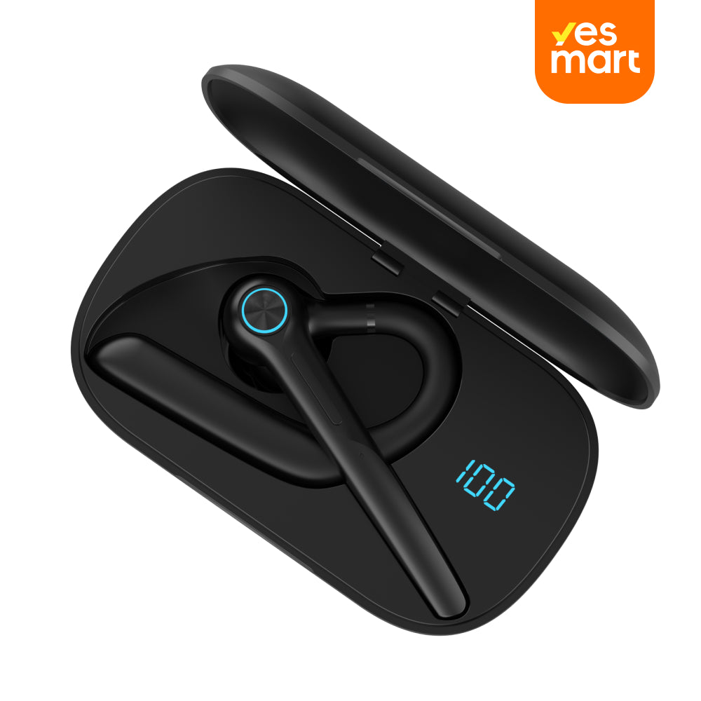 Auriculares Bluetooth V5.3, auricular inalámbrico con estuche de carga de 500 mAh, auriculares manos libres, micrófono con cancelación de ruido para oficina/conducción/negocios - BH046