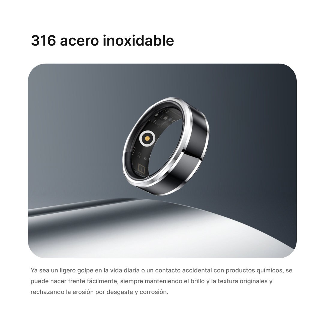 Anillo Inteligente 5ATM, Monitor de Salud con Ritmo Cardiaco, Oxígeno en Sangre y Seguimiento del Sueño, Compatible con Android e iOS SW011 - Yesmart